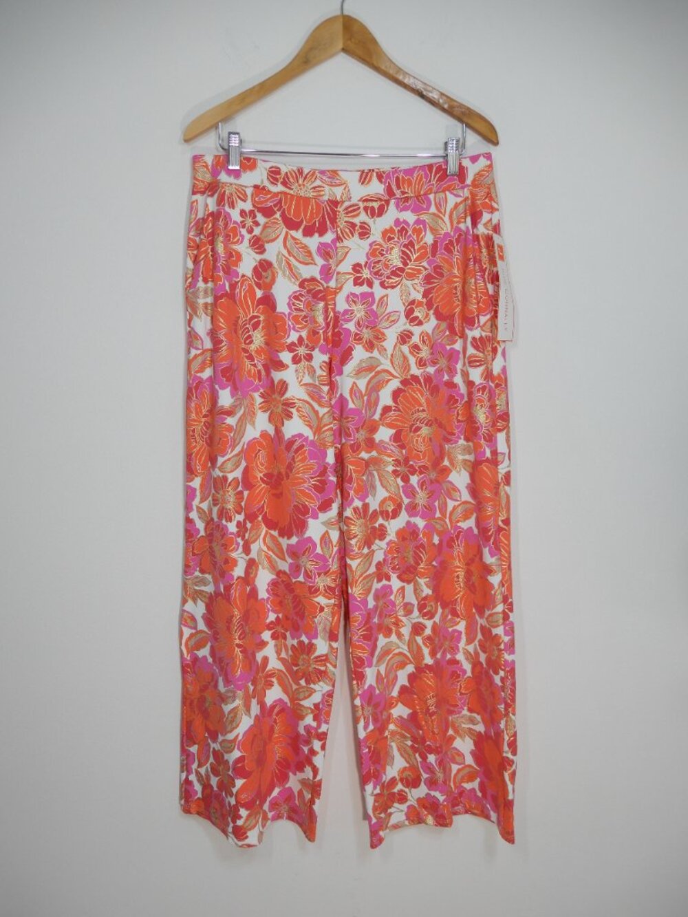 Jude Connally Nicolette Wide Leg Pants L Gilded Jude Cloth Peony Dream Gold NEW - Picture 5 of 9